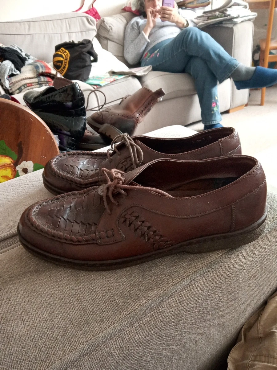 Mens Brown Leather Lace Up Loafers Size 9 Hush Puppies eBay