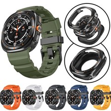 Rugged Silicone Band Strap Metal Bumper Case For Samsung Galaxy Watch Ultra 47mm