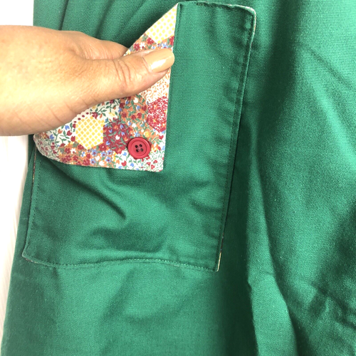 Green Wrap Skirt Apron With Apple Appliqué And Pocket Size 31" Home Made Vintage - Picture 3 of 12