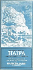 1972 BANK LEUMI Pictorial Road Map HAIFA Israel Akko Bahai Shrine Technion Univ.