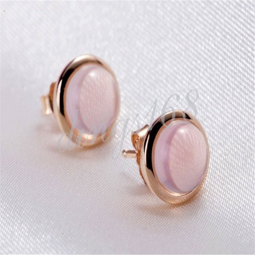 Designer Inspired 925 Sterling Silver Round Pink Crystal Stud Post Earring J1299 - Picture 2 of 2