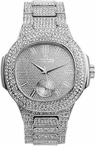 Bling Oblong Case Mens PP Look Watch with Cuban Bracelet and Ring 8475 CR Cuban - Picture 17 of 55