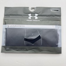 Under Armour Women's Pure Stretch Black Thong Panties Underwear Size XL 3 Pk