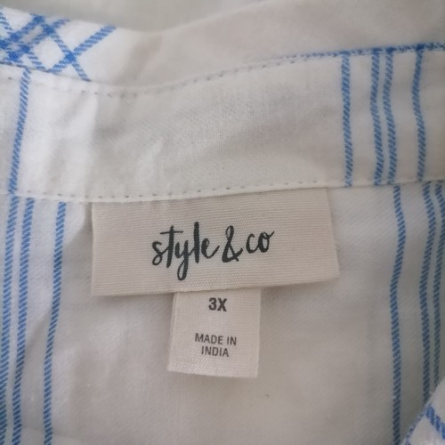 NWT Style & Co Women's Natural Ivory Checked Long Sleeve Button-Up Shirt Size 3X - Picture 5 of 7