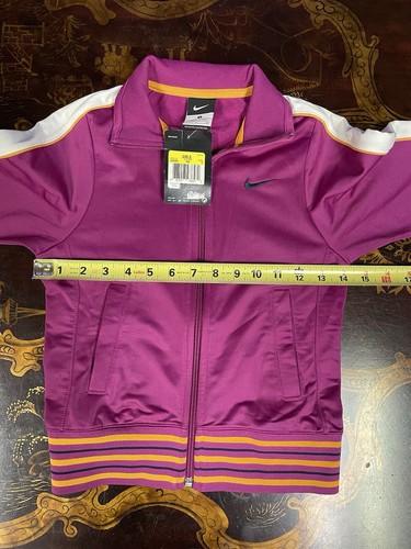 NWT Nike Girl's Pink Orange Stripe Full Zip Track Jacket Barbiecore Size S - Picture 6 of 10