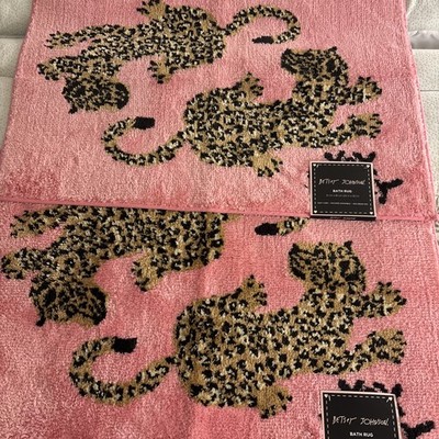 New, Set of (2) Betsey Johnson Pink Cheetah  Bath Rugs  20'' X 32''  soft mats