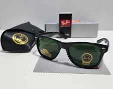 Ray-Ban 50 mm Wayfarer RB2140 Sunglasses Black Frame Glass Green Lens