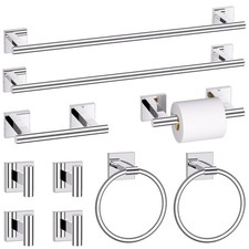 10 Pieces Polished Chrome Towel Bar Set, Double Dase Toilet Paper Holder Bath...