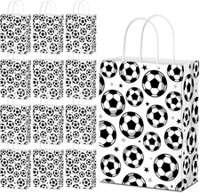 24pcs Soccer Gift Bags Kraft Party Favors with Handles Team Birthday Treat Bags