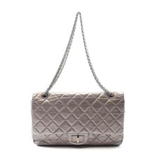 Chanel 2.55 Maxi W Flap Shoulder Bag Women Silver One Size