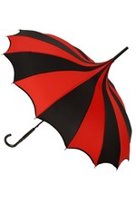 Batwing Pagoda Umbrella BLACK/RED STRIPED Goth Emo Fancy