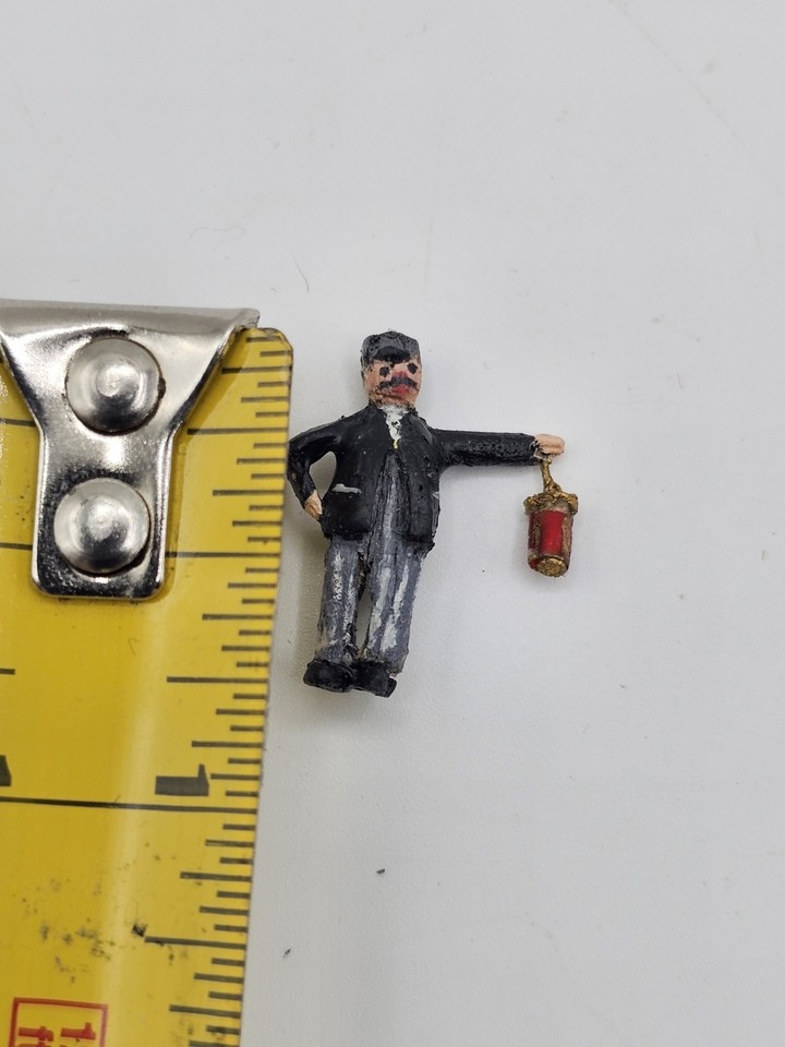 HO Scale Train Conductor Figurine In Uniform With Lantern Vintage ho-scale-train-conductor-figurine-in-uniform-with-lantern-vintage