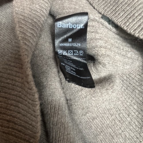 Barbour Jumper Mens Medium 100% Wool 1/4 Zip Pullover Sweater Tartan Elbow Patch - Picture 7 of 8