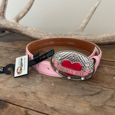 NWT Nocona Pink Leather Rodeo Cowgirl Rule Belt Rhinestone Buckle Size 20
