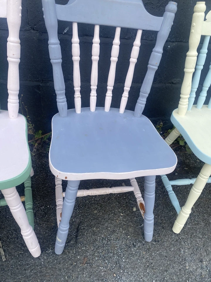 4 FOUR PAINTED WOOD WOODEN KITCHEN DINING CHAIRS ~ COUNTRY FARMHOUSE SHABBY CHIC - Image 4 of 4