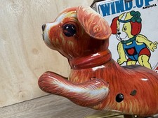 Vintage Wind-Up Jumping Dog Tin Toy with Box, Dog Character Family