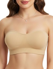 ZENUTA Strapless Bras for Women, Non-Slip Silicone Bandeau Bra, Large, Nude