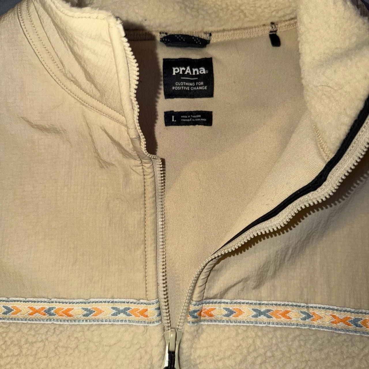 prAna Hurricane Sherpa Fleece Jacket Cream Tan Unisex Large - product detail image 3