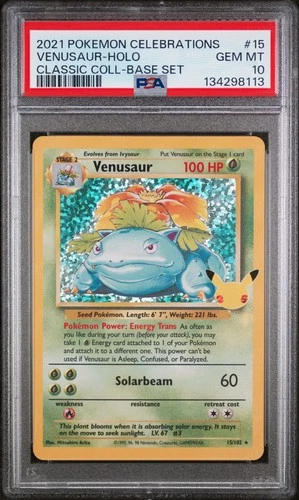 2021 Pokemon Celebrations Classic Coll. Venusaur-Holo #15 GM MT PSA 10 Base Set