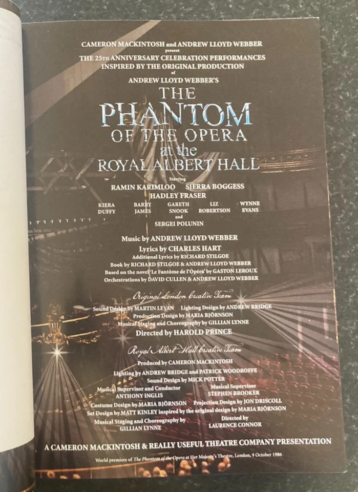THE PHANTOM OF THE OPERA 25th Anniversary Program & Ticket 2011 Albert Hall Rare - Image 4 of 4