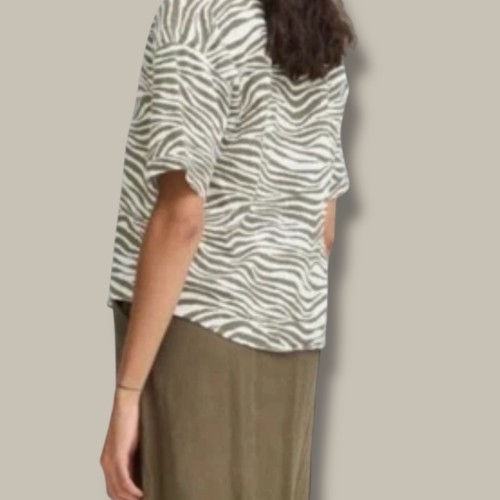 Shirt Short Sleeves Animal Print Womens Casual Relaxed Fit B.YOUNG Size 8-12 UK - Picture 20 of 21