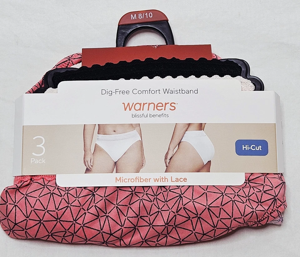 Warners Blissful Benefits Hi-Cut Microfiber w/ Lace 3 Pack Choose M XL XXL XXXL - Image 2 of 4