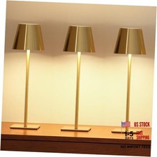 Cordless Table Lamp, Battery Operated Lamp - Portable 3 Pack Brushed Gold