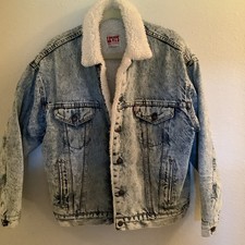 Levi s Acid Wash Sherpa Lined Trucker Jacket USA 70609-0219 Denim Medium
