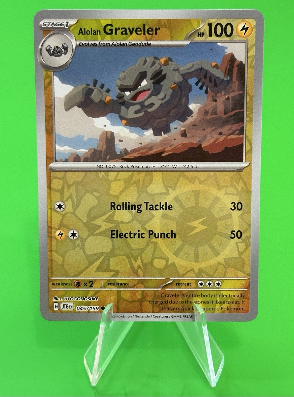 Pokemon Alolan Graveler S & V Journey Together Reverse Holo Common 045/159 NM!!