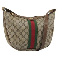 GUCCI GG Supreme Web Sherry Line Shoulder Bag PVC Beige 010 378 Auth 162998