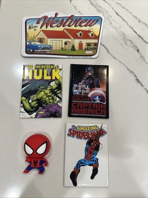 Marvel Magnets Lot Of 5 Spiderman 3D, The Incredible Hulk,Captain America Etc