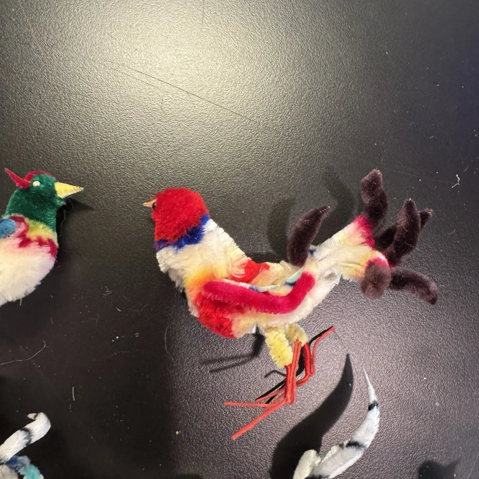 Juego de 7 figuras vintage de aves tropicales limpiador de pipa de chenilla y alambre Foto 3 de 4