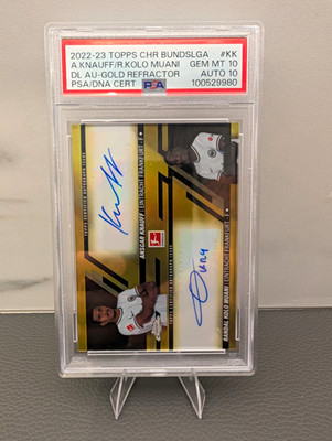 2022 Topps Chrome Muani Knauff Dual Auto Gold /50 PSA 10/10 Eintracht Frankfurt