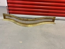 GEORGE III STYLE VINTAGE SERPENTINE BRONZE BRASS FIREPLACE FENDER SURROUND 