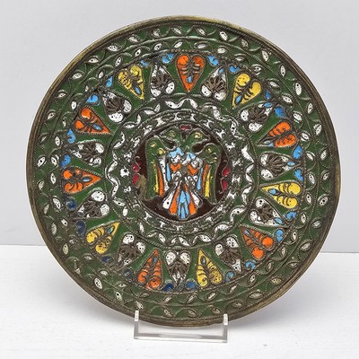 Bronze Plate Russian Double Headed Eagle Cloisonné Enamel 19th Century 7'' READ 
