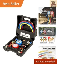 Durable A/C Manifold Gauge Set for All Major Refrigerants - Full Diagnostic Kit