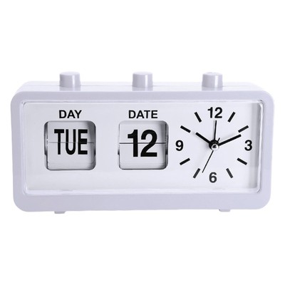 Retro Manual Flipped Calendar Alarm Clock Date Day Time Display Home Desk Decors