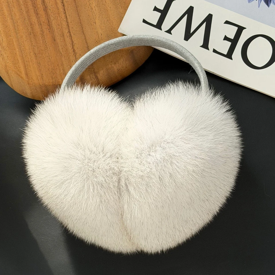 Orejeras grandes cálidas de piel de zorro real para mujer orejeras invierno protección para los oídos diadema Foto 3 de 4