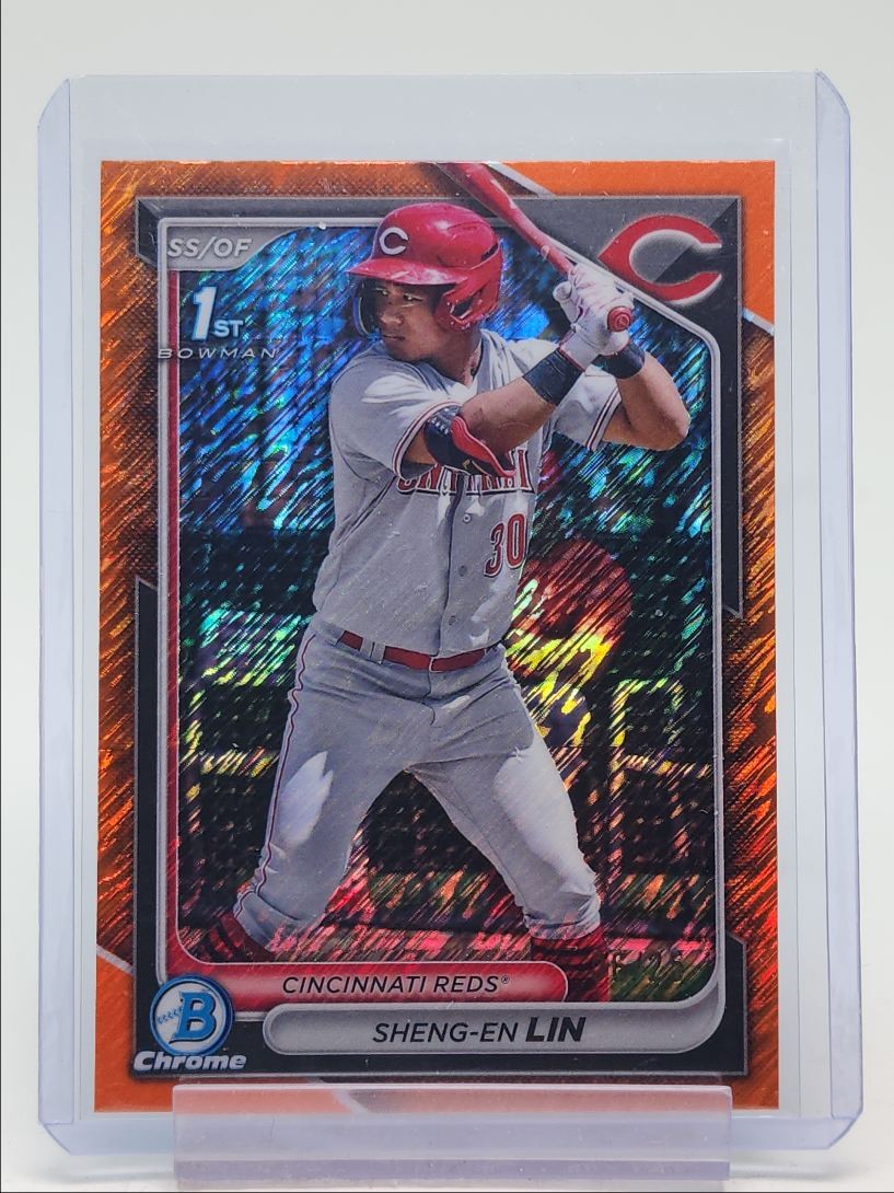 SHENG-EN LIN 2024 BOWMAN CHROME 1ST ORANGE SHIMMER REFRACTOR REDS /25 Q2867
