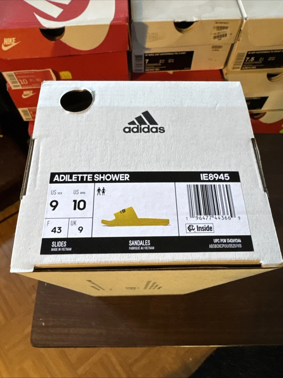 Adidas Adilette Shower Giallo Collegiale Verde Uomo Taglia 9 Sandalo Slip On IE8945