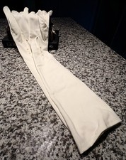 Hansen Vintage Soft Silky Ivory Color 24 Inches Long Gloves With Wrist Buttons