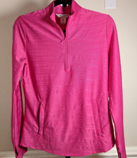 Tommy Bahama Golf S Tennis 1/4 Zip Women's S Pink Horizontal Textured Mock Neck