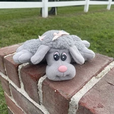 Pound Puppies Furries Gray Poodle W/ Pink Bow Tonka Vintage 9"inch Plush Dog 🐶