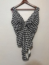 NWT Adore Me 3X Gingham Swimsuit Retro Pin Up Style Black White Plaid Monokini