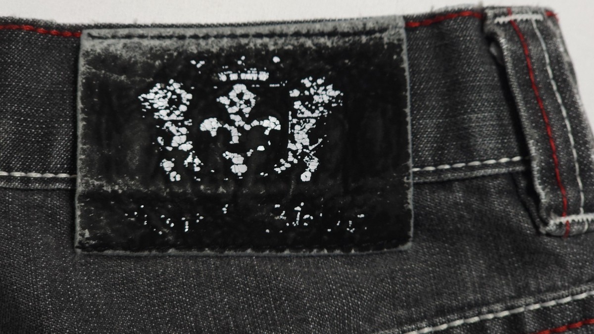 Direct Blue 34x34 Gray denim Straight jeans prominent red white