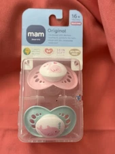 MAM Original Pacifier 2-Pack 16+ Months Silicone Pink & Green NIP