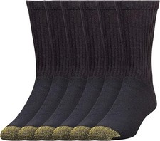Gold Toe Men's 656s Cotton Crew Athletic Socks, Multipairs, Black 6-Pairs ,