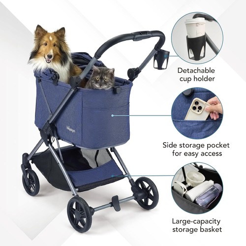 ibiyaya Maxi Deep Carriage Haustier Kinderwagen für Katzen und kleine Hunde - royalblau - Bild 6 von 11