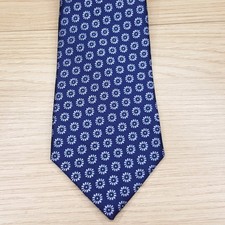 TOMMY HILFIGER Mens Neck Tie Navy Blue Floral Medallion Silk Blend Necktie