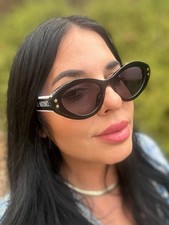 Christian Dior Women  s 6024 Cat-Eye Sunglasses Black/Black Tinted UV400